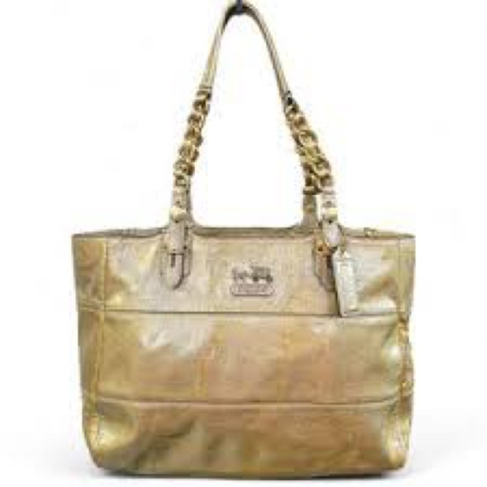 Coach Madison Tribeca Gold Patent Leather Tote